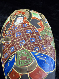 Thumbnail for Oriental Hand-Painted navy blue Vase - 'Foreign' Mark Porcelain Antique Satsuma.13
