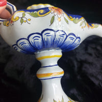 Thumbnail for Antique Italian Faience Majolica Candle Holder Hand Painted Coat of Arms Floral5
