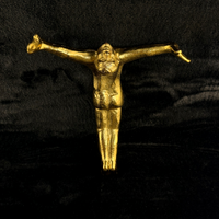 Thumbnail for Gold Brass Wall Hanger Man Figure Sculpture Heavy 719g Keyhole Mount 8” Brutalis8