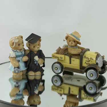 Cherished Teddies 2000 Figurines Ernestine Regina & Bert Busy Bee Graduation Car0