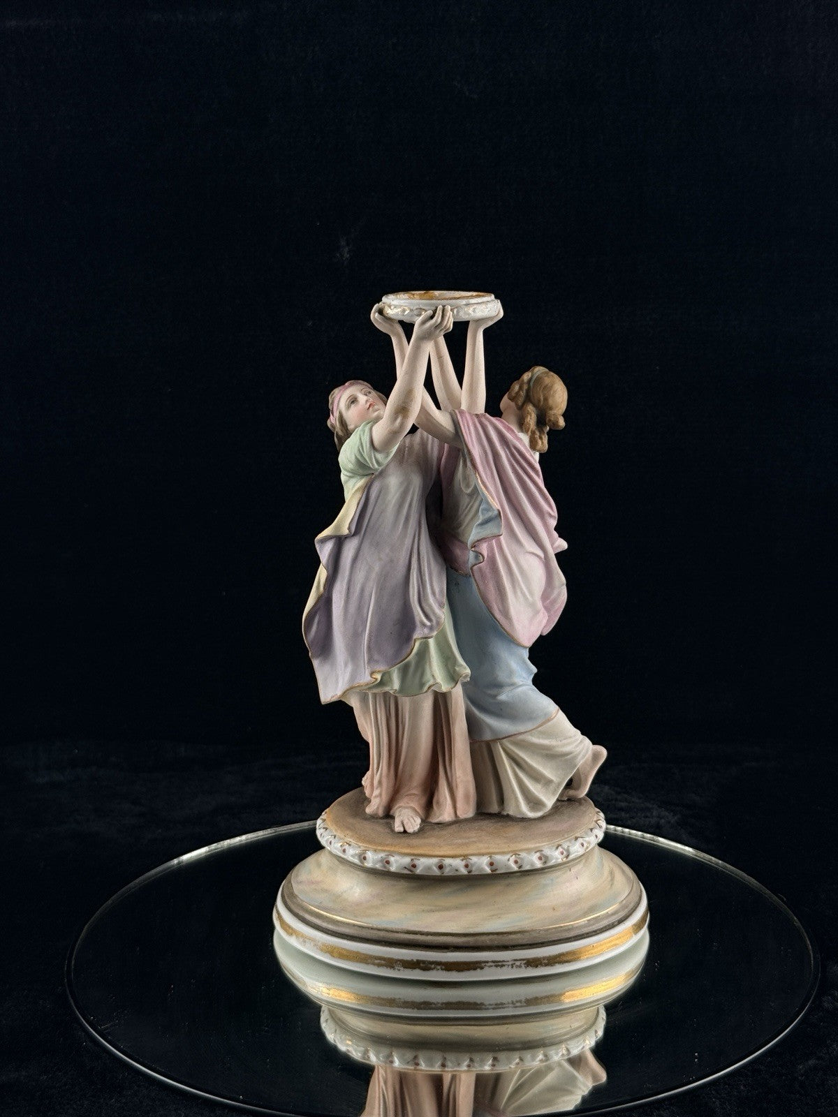 Antique NH Porcelain Two Greek Goddesses Figurine Candle Holder Classical Decor2