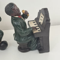 Thumbnail for Ceramic Jazz Musician Figurine Set Of 4 See The Pics African American Band Pair3