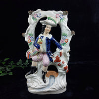 Thumbnail for Rare Victorian Staffordshire Gentleman with Rooster antique Figurine (1840-1860)0