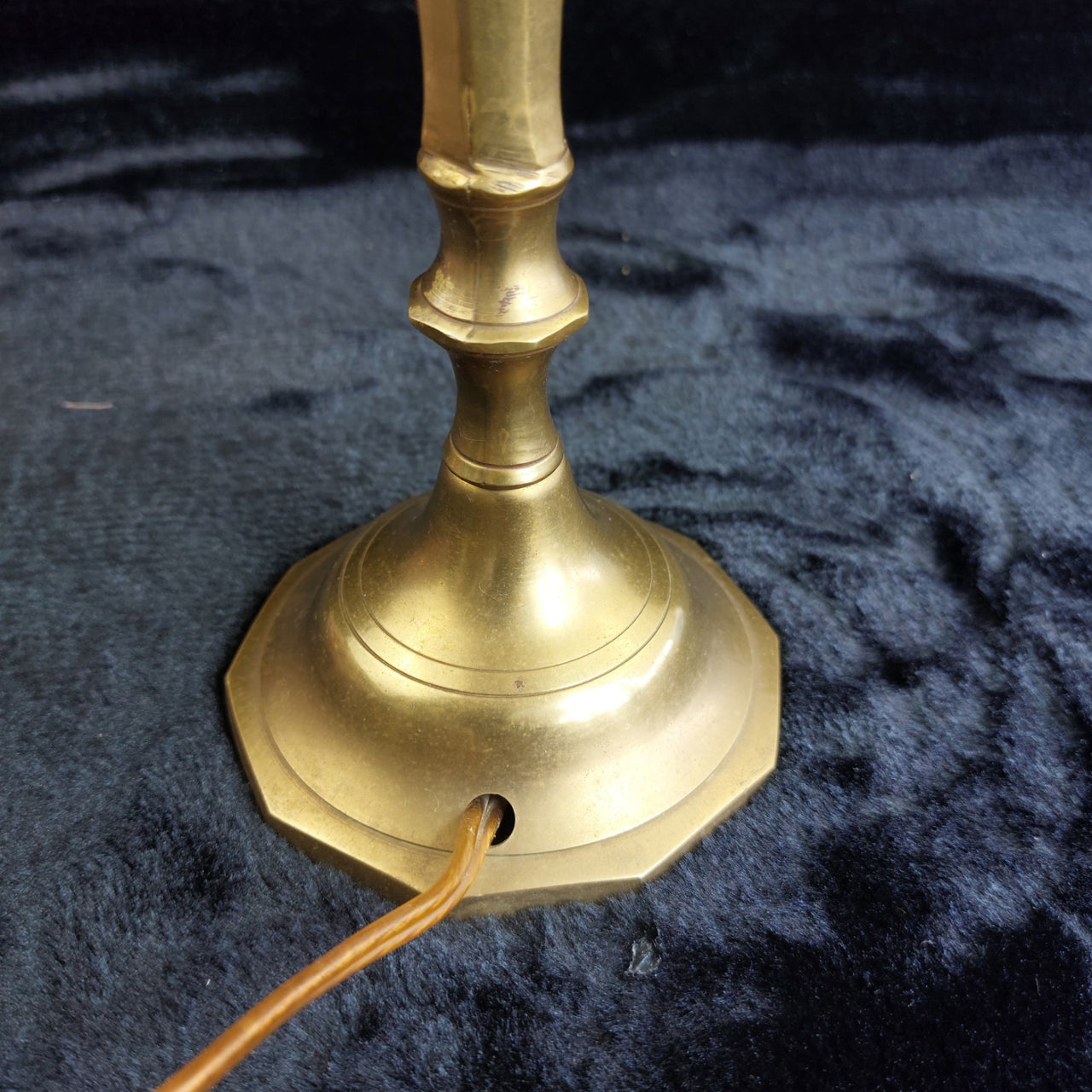 Vintage Brass Lamp Table Good Patina EU Plug Classic Electric Light 15" Tall8