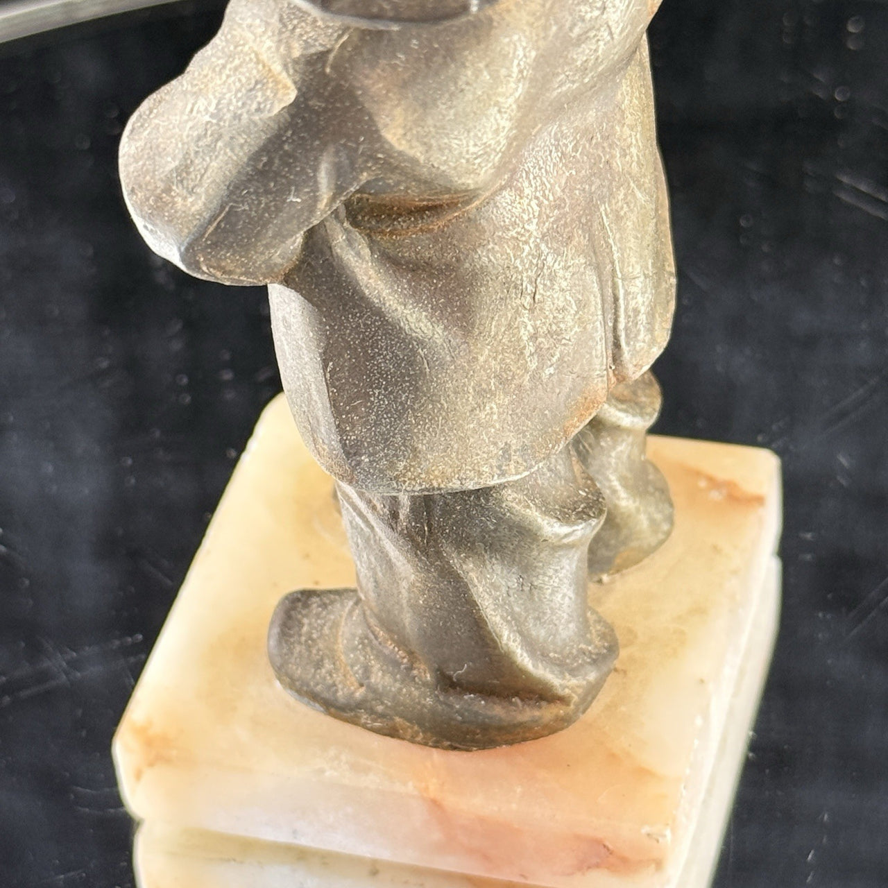 Drunkard Bronze Figurine on Marble Base Man Drinking Bottle 5” Bar Art14