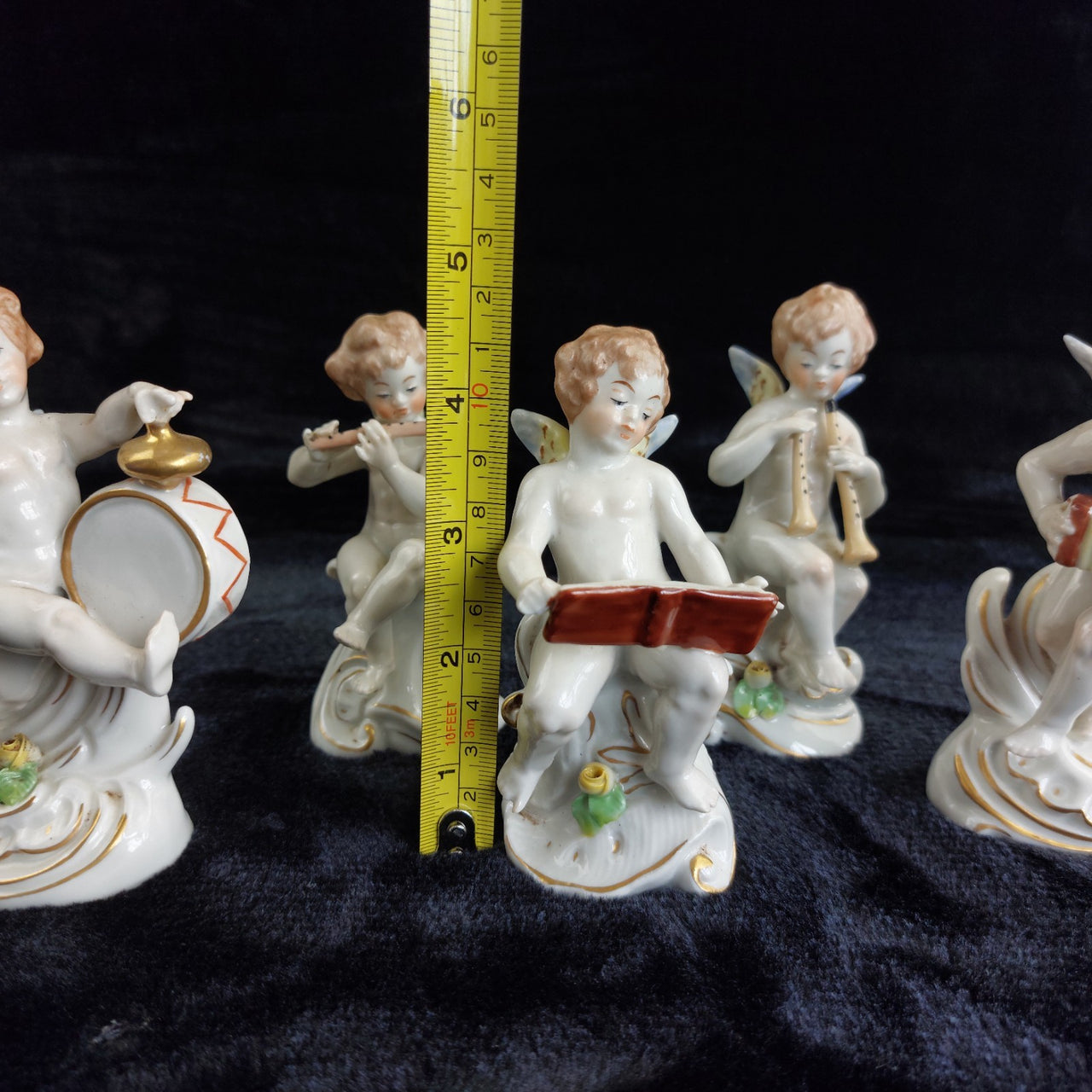 Carl Scheidig Gräfenthal Antique German Porcelain Cherub Musician Figurines Set2