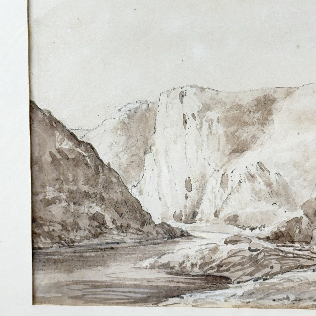 Antique 1818 Watercolor “The Avon” by JV Framed English Landscape River Scene4