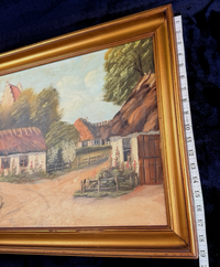 Thumbnail for Original Oil Painting on Canvas Signed Y. Holm - Thatched Landscape Cottages16