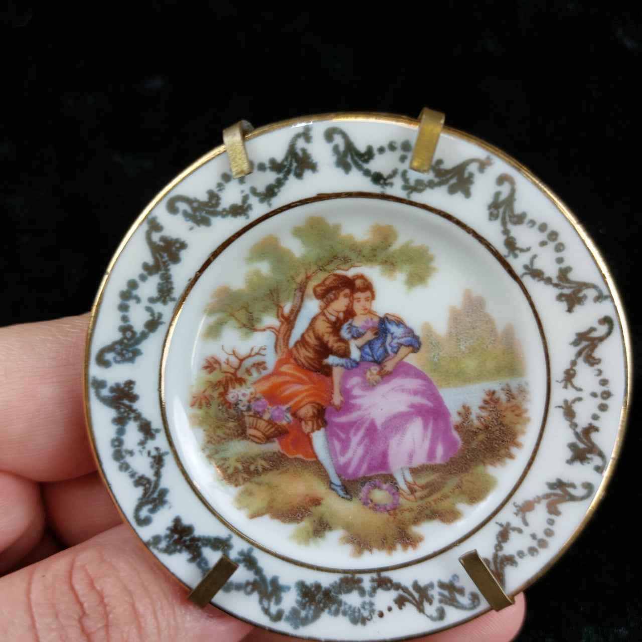 Limoges Royal Blue  Glaze & Decorative Plate  Miniature Porcelain  Wall 3 Plates16