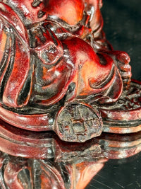 Thumbnail for Vintage Chinese Laughing Buddha Red Resin Figurine Happiness Prosperity Statue10