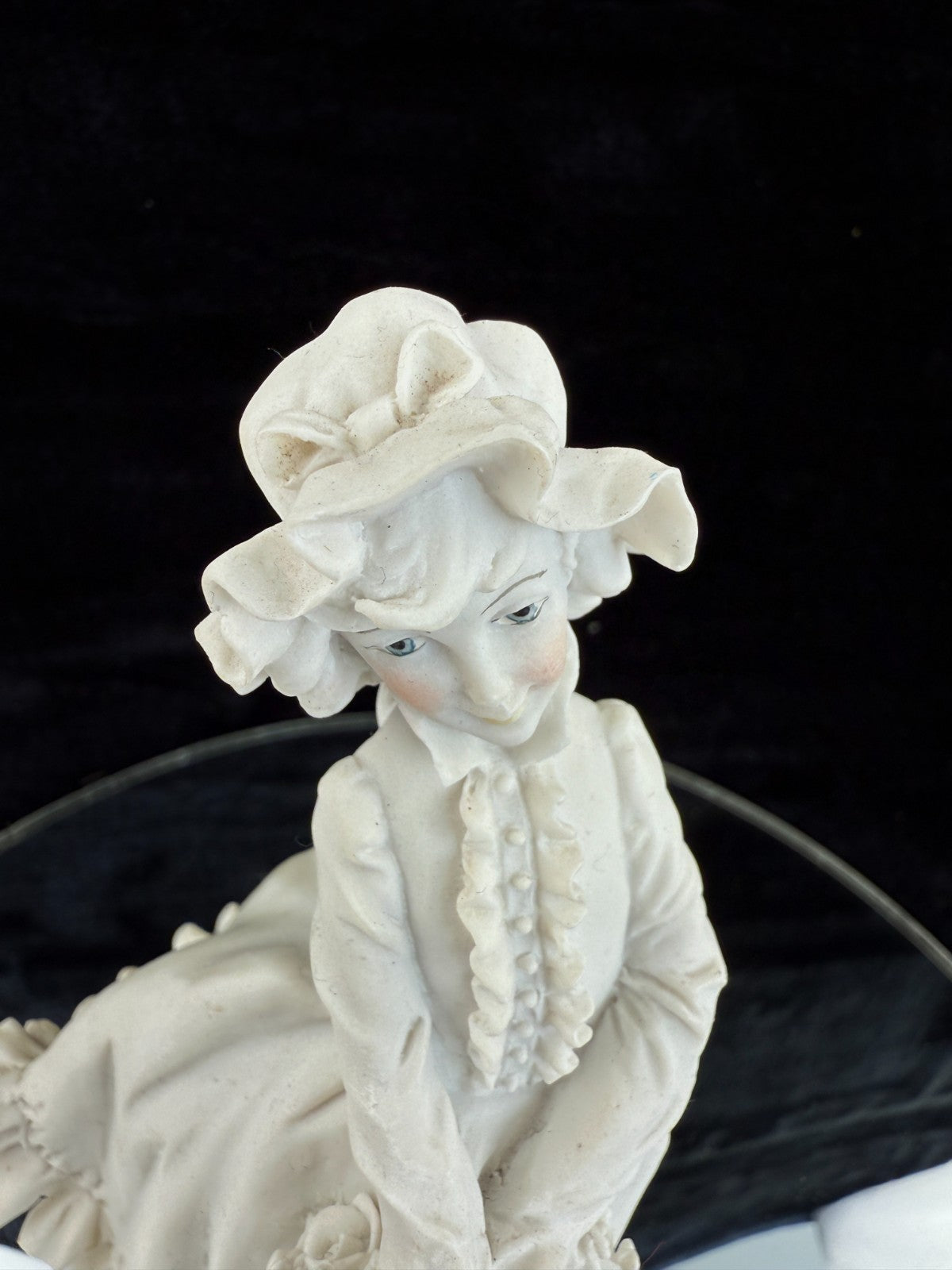 A. Belcari "Girl with Basket and Cat" Figurine Signed & Resin Marble decor Italy2