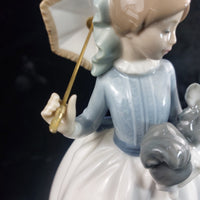 Thumbnail for Rare by NAO Lladro Girl with Dogs & Parasol 1985 Figurine 9.5