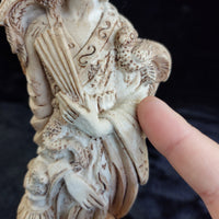 Thumbnail for Asian Woman with Fan and Birds Resin Figurine Ivory Colour Approx 10in Worn8