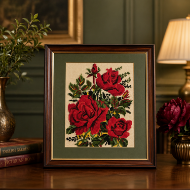 Framed Handmade Needlepoint Art - 19