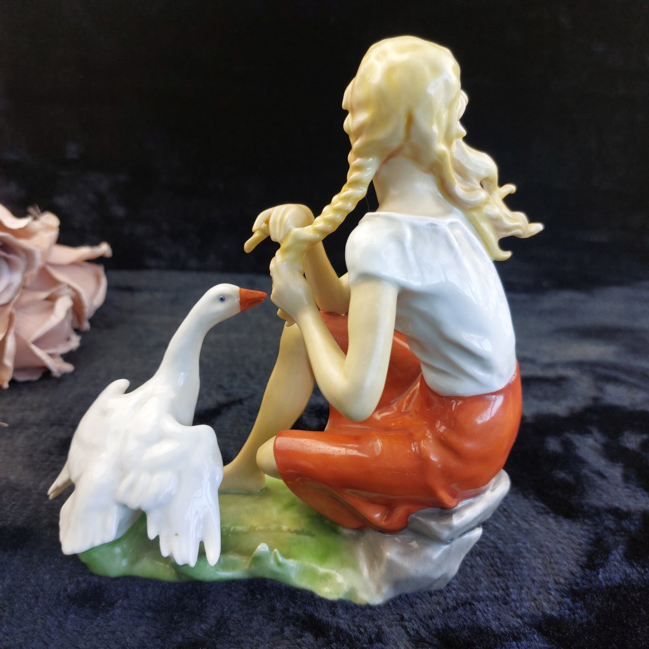 Kaiser W Germany Porcelain Figurine Girl Goose 7 in – Good, Hand Painted Medium.7