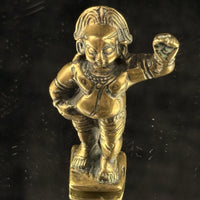 Thumbnail for 1800s Antique Brass Bala Krishna Statue India Hindu Deity Dancing Pose Figure 3”8