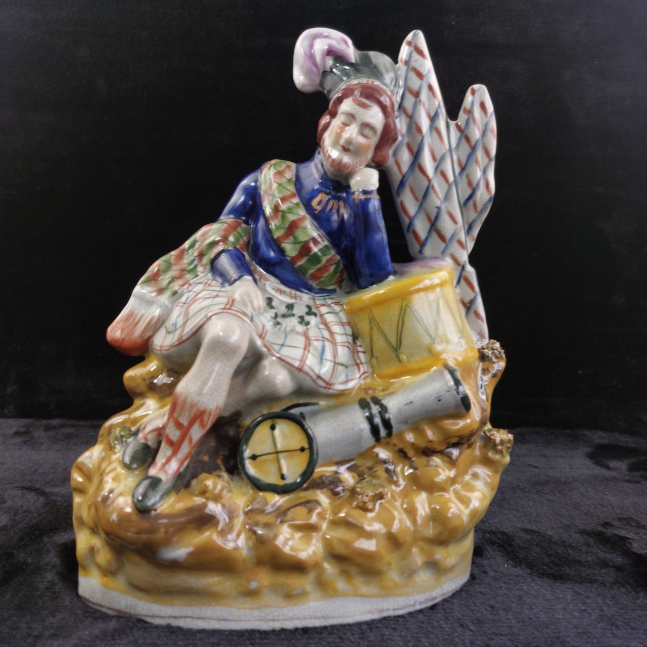 Antique Style Staffordshire 11" Pottery Figurine Sleeping Scotsman Decor13