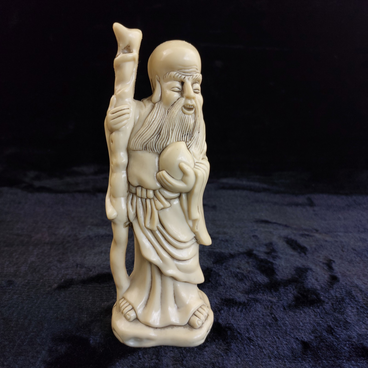 Wise Asian Man Figurine Resin– Acceptable Worn Patina stone Look  7.5" Tall 0