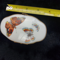 Thumbnail for Porcelaine de France Good Butterfly Trinket Box Oval Hinged 4