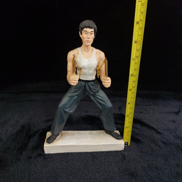 KLF Martial Arts Figurine Bruce Lee Style  9” Nunchucks Vintage Look Display dec1