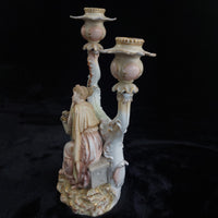 Thumbnail for Antique German Victorian Porcelain Flowerscandle hold Candelabra Lady Gold Gilt4