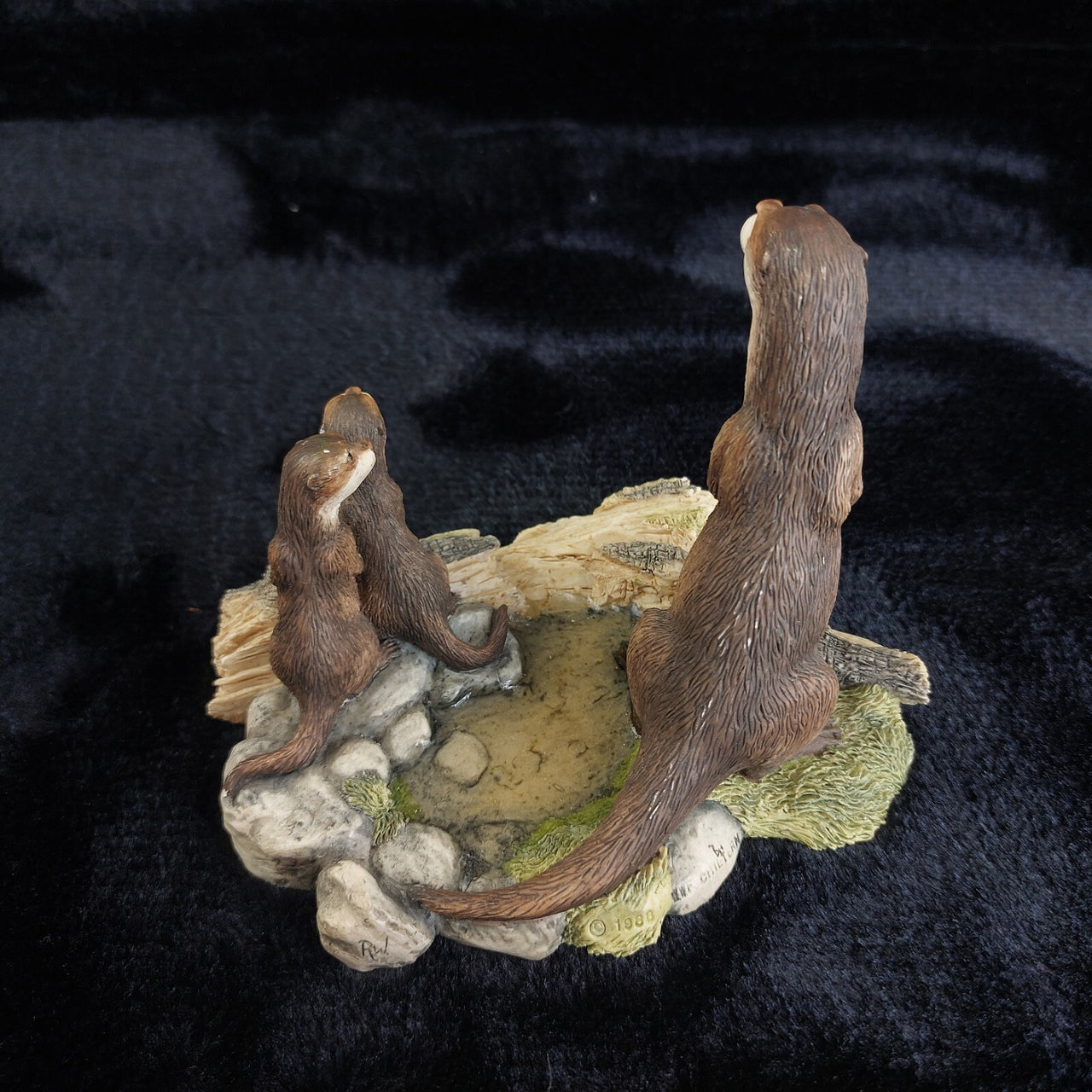 Border Arts Fine Otter Family Figurine 1988 MWF Chiltern Wildlife Handmade Scotl6