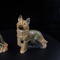 Thumbnail for Wade German Shepherd Porcelain Pair Dog Figurines England Vintage Set ears chip1