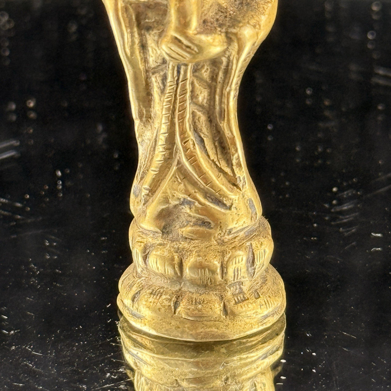 Antique Brass Guanyin Kwan Yin Goddess Statue China Buddhist Good Luck Figure 3”2