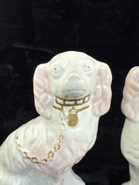 Thumbnail for Antique Staffordshire Porcelain Pink and White  Pair King Charles Spaniel decor12