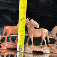 Thumbnail for Vintage Hand Carved Wooden Horse Figurines Set Lot of 5 Rustic Folk Art 3.5”15