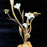 Thumbnail for Italian Style Bronzed Brass Floral Candlestick White Ceramic Flowers gift 40cm12