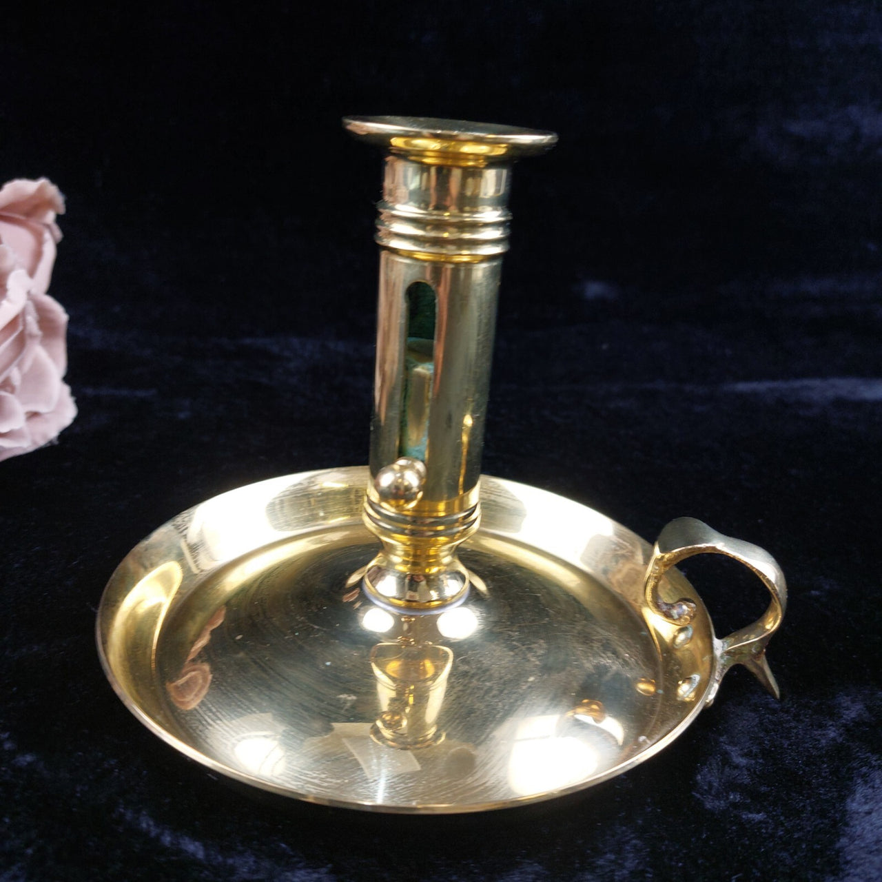 Brass Chamberstick Candle Holder Adjustable Push-Up Tone Gold Design Collectable11