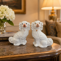 Thumbnail for Antique Porcelain Staffordshire King Charles Spaniel Figurine Pair Victorian dec0
