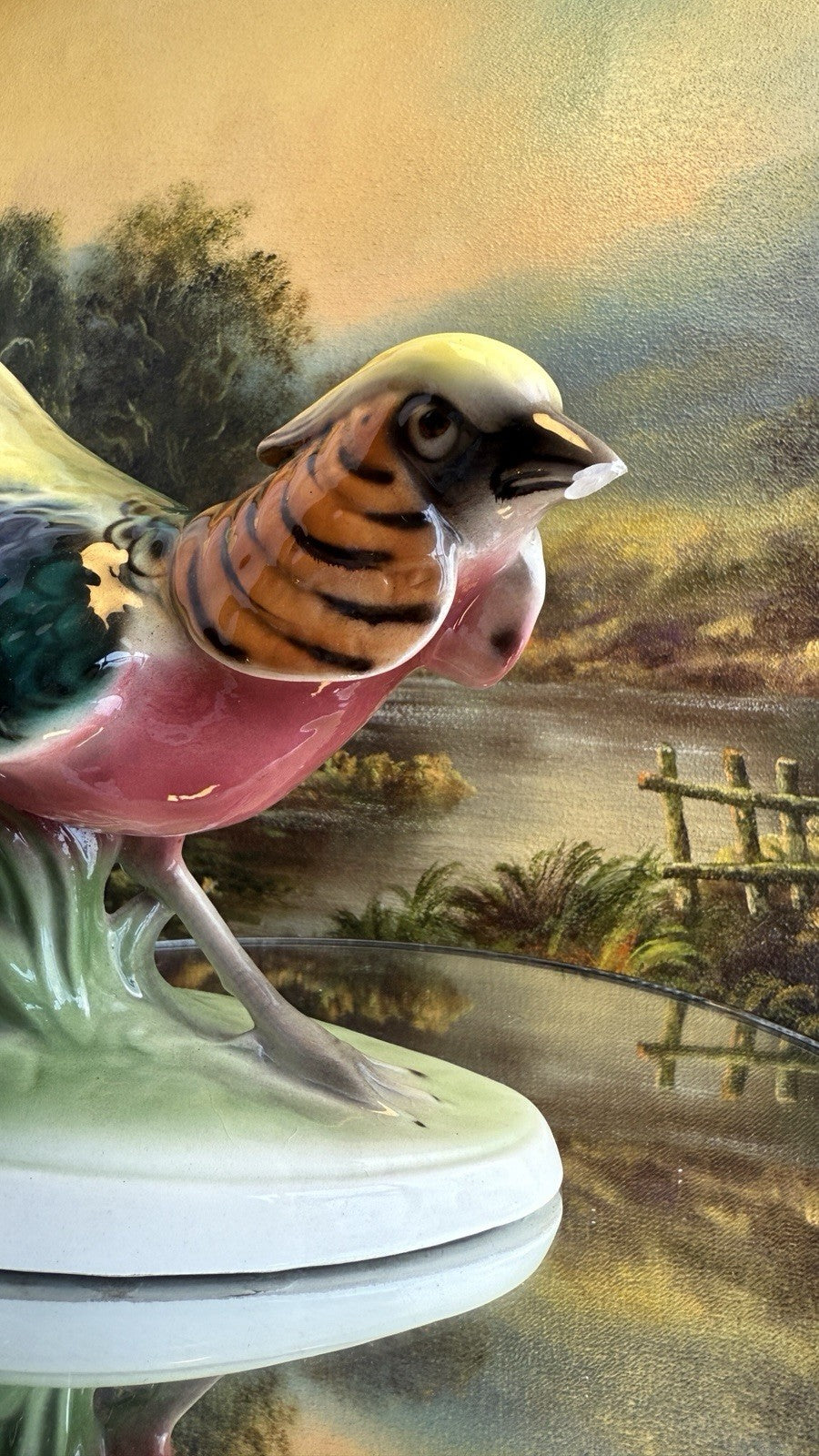 Rare Art Deco Keramos Wien Porcelain Golden Pheasant Figurine - Made in Austria4