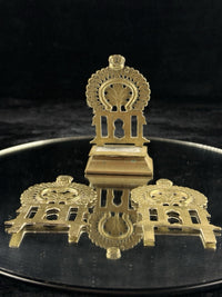 Thumbnail for BIRH Brass Miniature Indian Throne Backrests Set of 3 Hindu Temple Art Vintage5