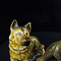 Thumbnail for Wade German Shepherd Porcelain Pair Dog Figurines England Vintage Set ears chip6