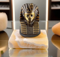 Thumbnail for 1920s Pharaoh Bronze Bust Tutankhamun on Marble Base Egypt Figurine Decor B0