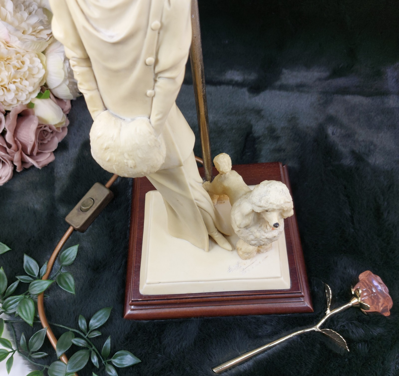 Vintage Vittorio Tessaro Figurine Lamp - Elegant Lady & Poodle - untested! 199219