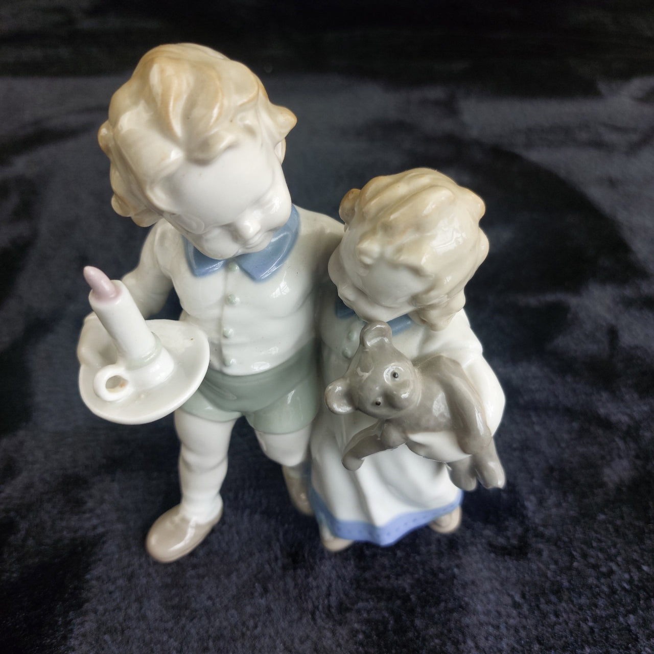 Scheidig Kunst Porcelain Children Candle Bear Figurine Germany 1940s Vintage8