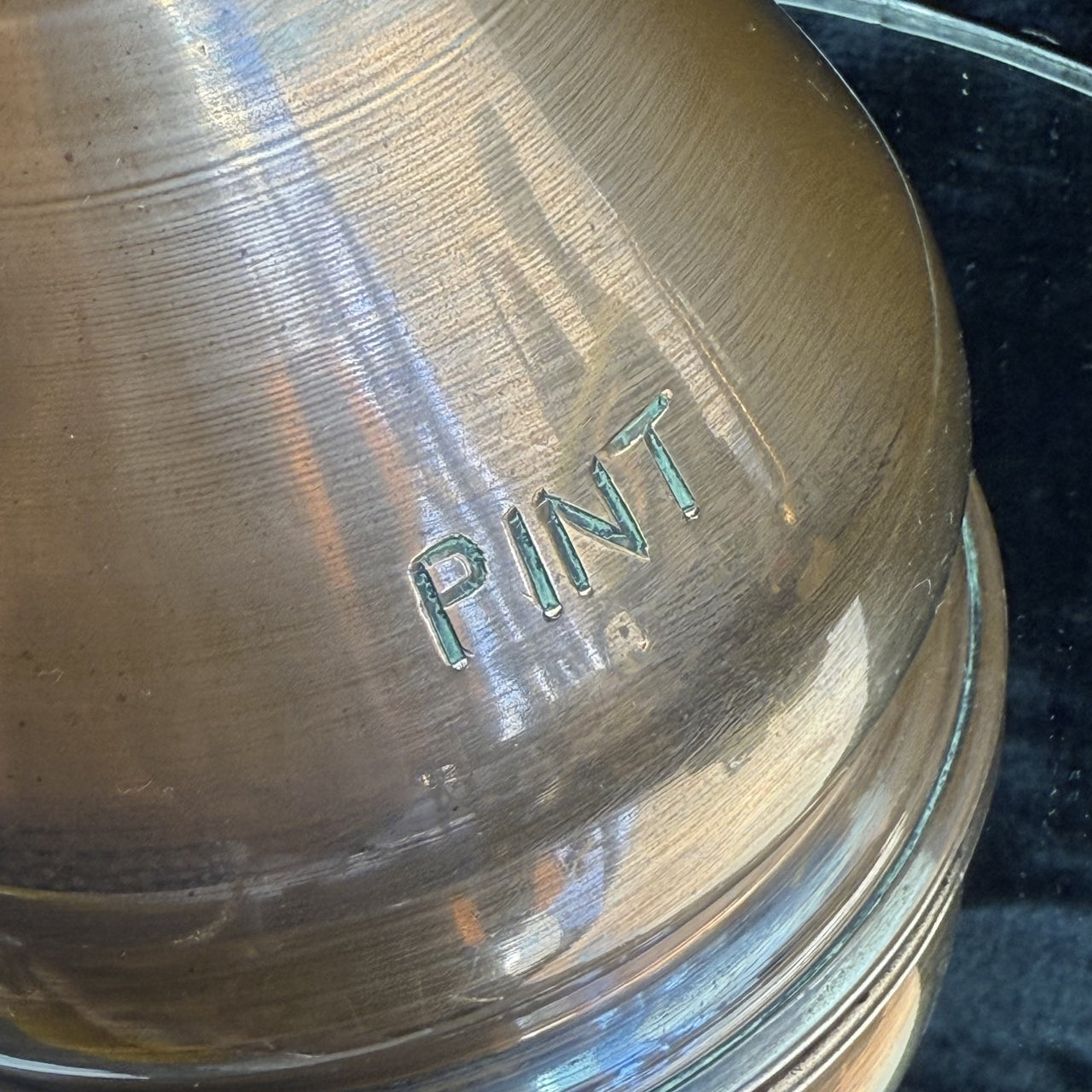 Reproduction Antique British Pint Measure Copper Marks Verification jug Vintage7