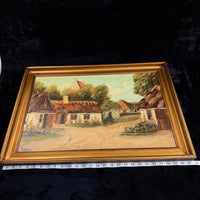 Thumbnail for Original Oil Painting on Canvas Signed Y. Holm - Thatched Landscape Cottages17