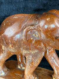 Thumbnail for Hand Wooden Carved Elephant Pair – India Figures with Pink Resin Tusks 7 Vintag13