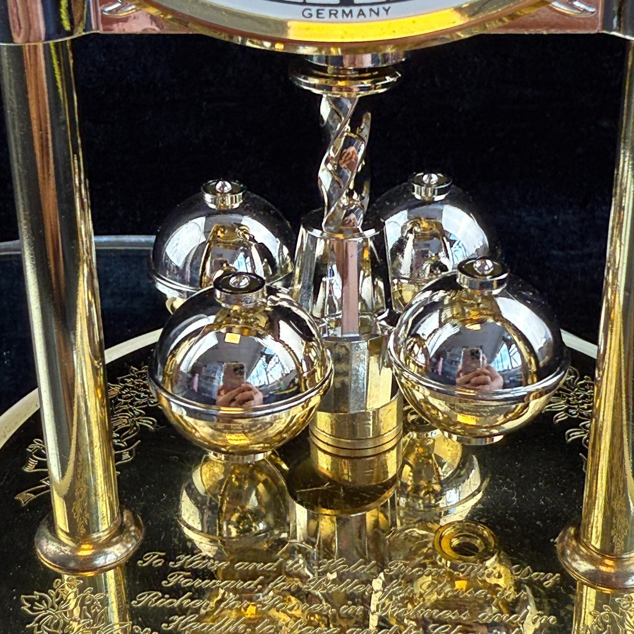 Stunning Hermle Anniversary Quartz Gold color Clock made in Germany Collectable3