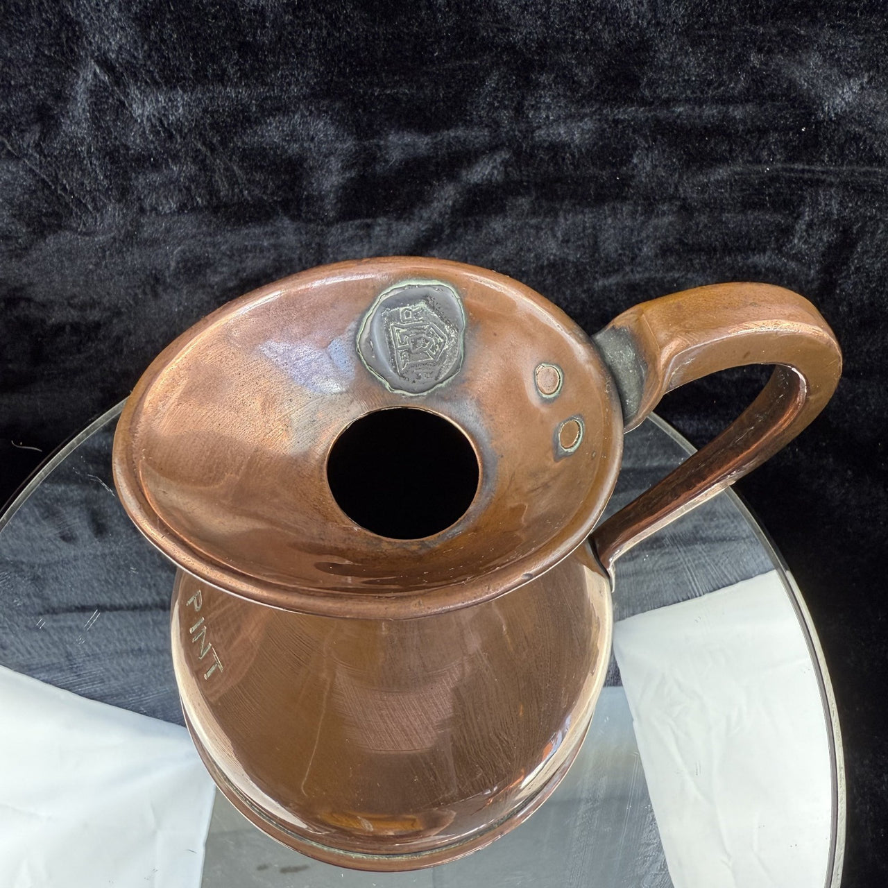 Reproduction Antique British Pint Measure Copper Marks Verification jug Vintage22