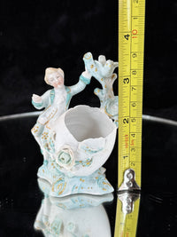 Thumbnail for Antique 19th century German Porcelain Figurine Planter/Vase: Boy with Bird Gilt9