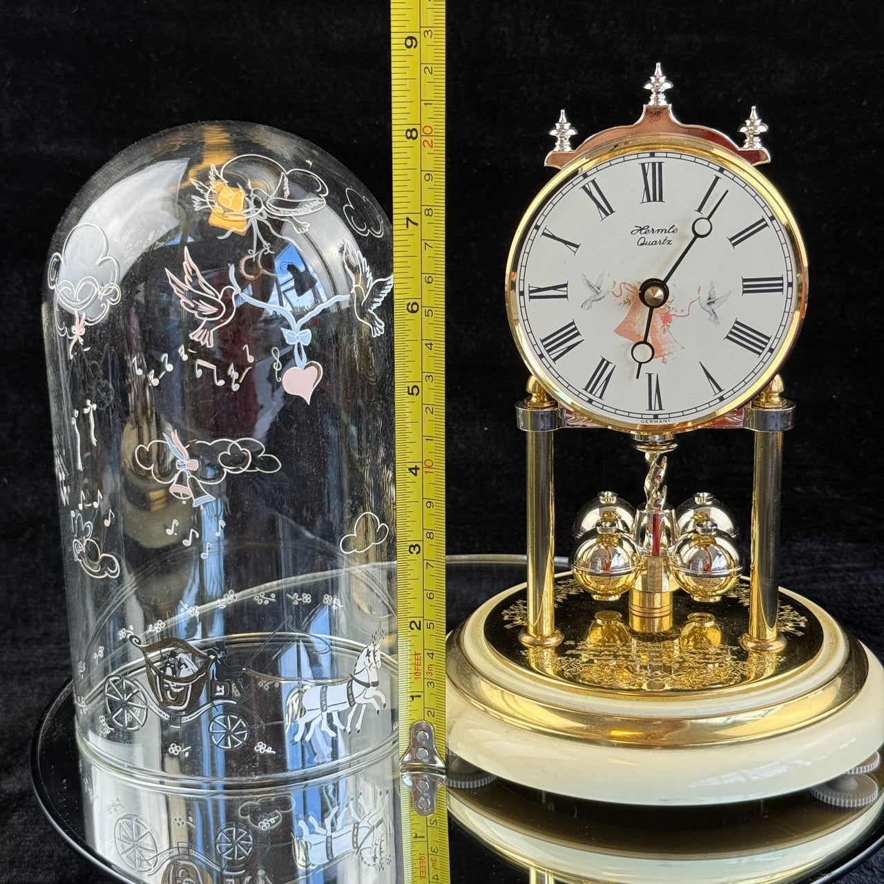 Stunning Hermle Anniversary Quartz Gold color Clock made in Germany Collectable5