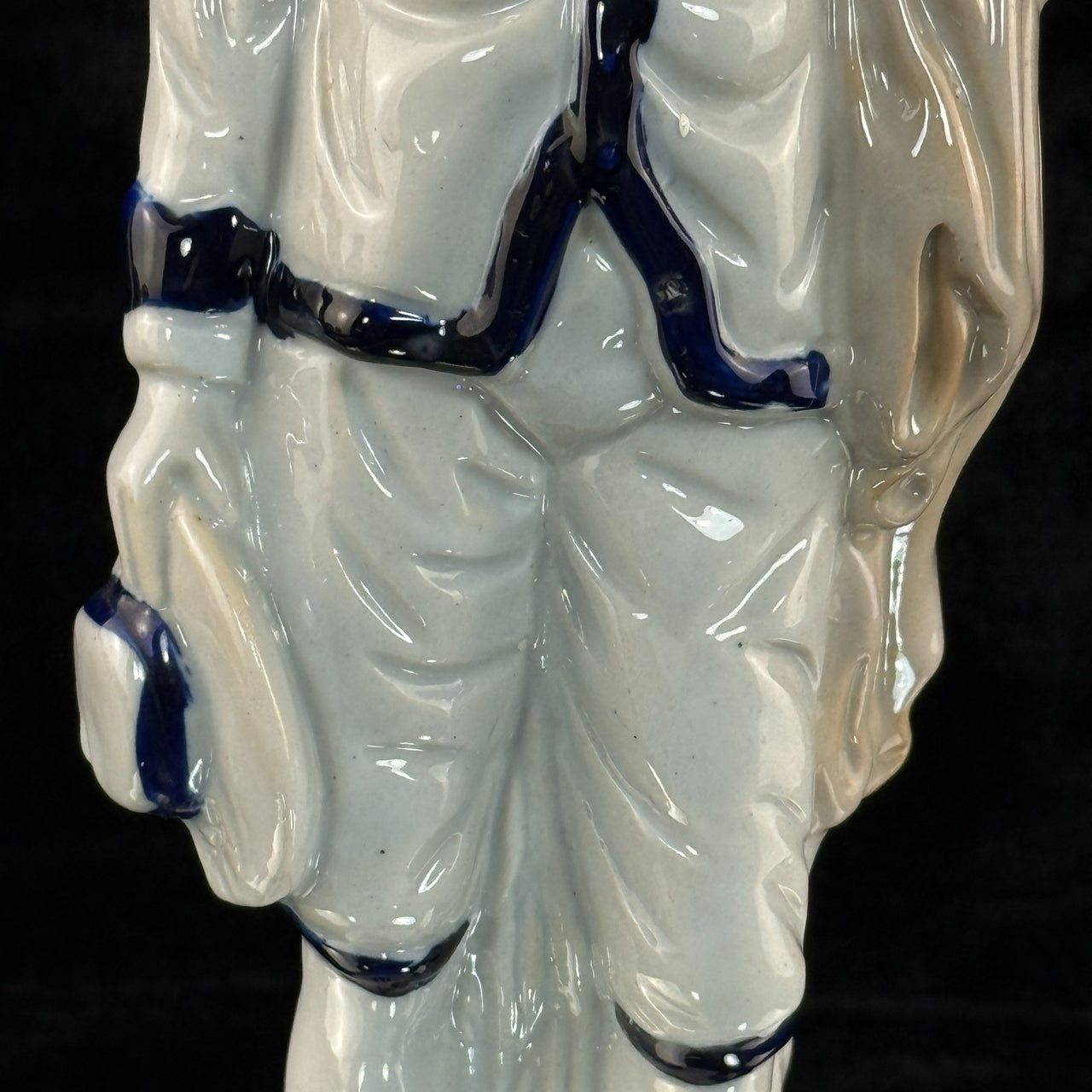 Antique Porcelain Colonial Figurine White Blue Gold Trim 11" Hand Painted gift5