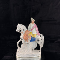 Thumbnail for 1800s Staffordshire Pottery Large Horse Rider Figure Hand Painted Antique seePic11