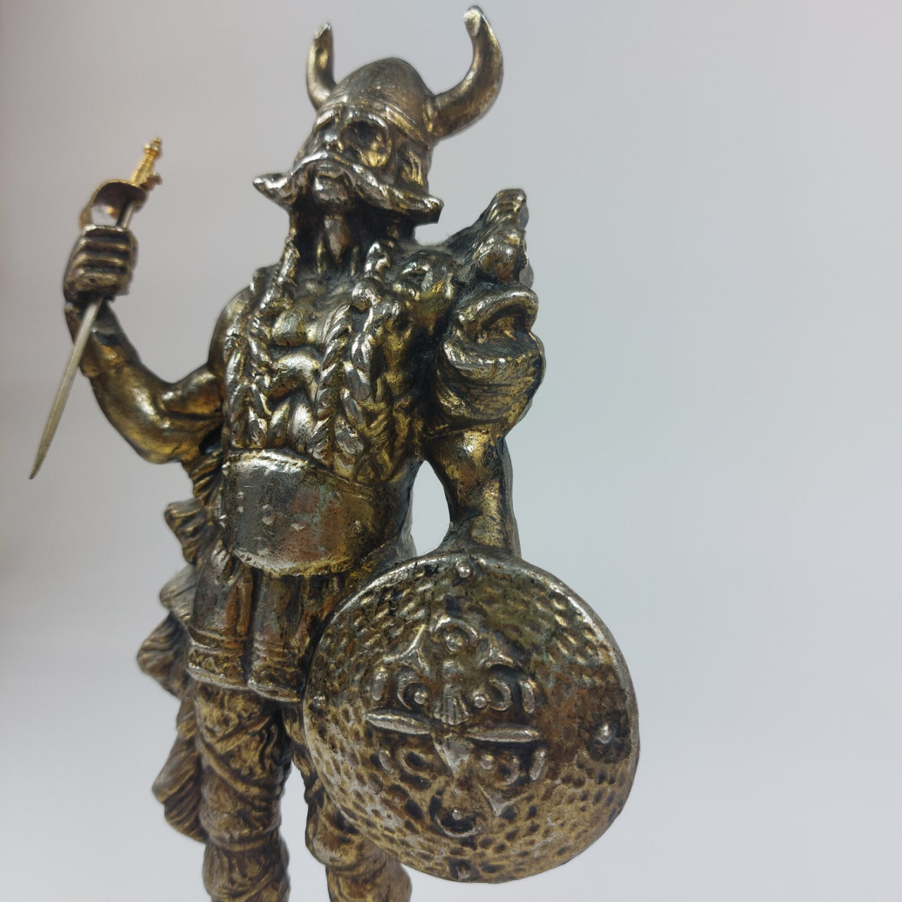 Brass Viking Warrior Figurine Vintage  2kg  with Shield and Sword   9" (23 cm) 4