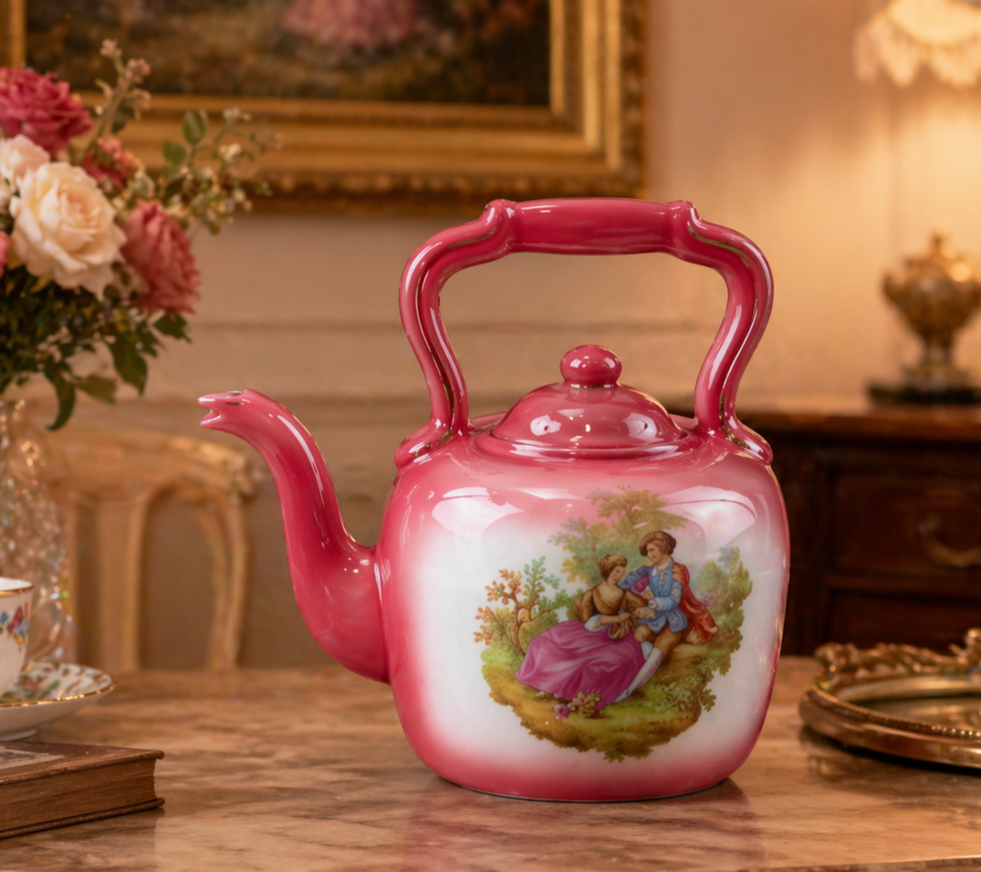 K.H. Staffordshire Pottery 10" Rococo Style Decorative Teapot Ceramic Engla0